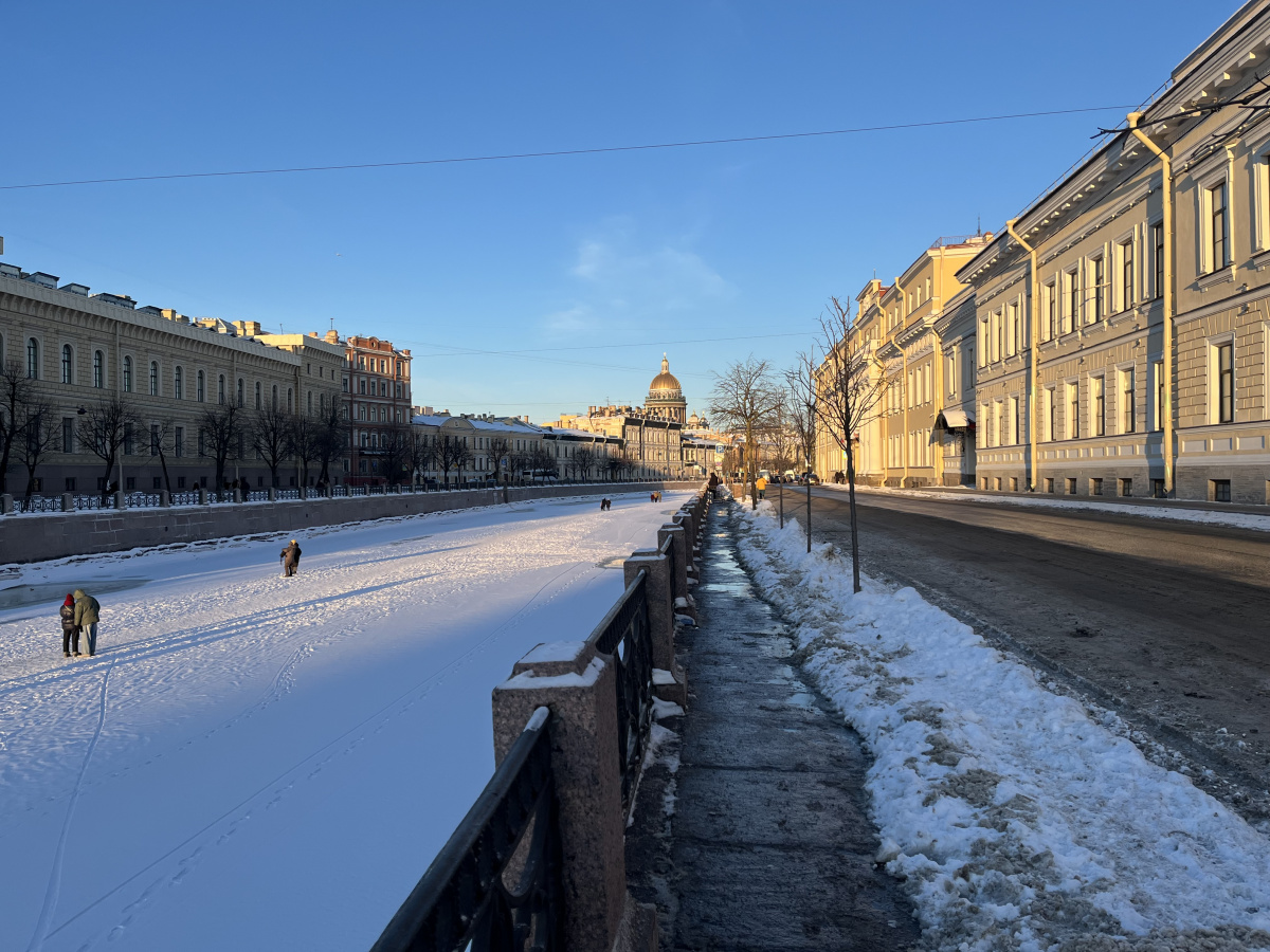 Река Мойка в феврале
